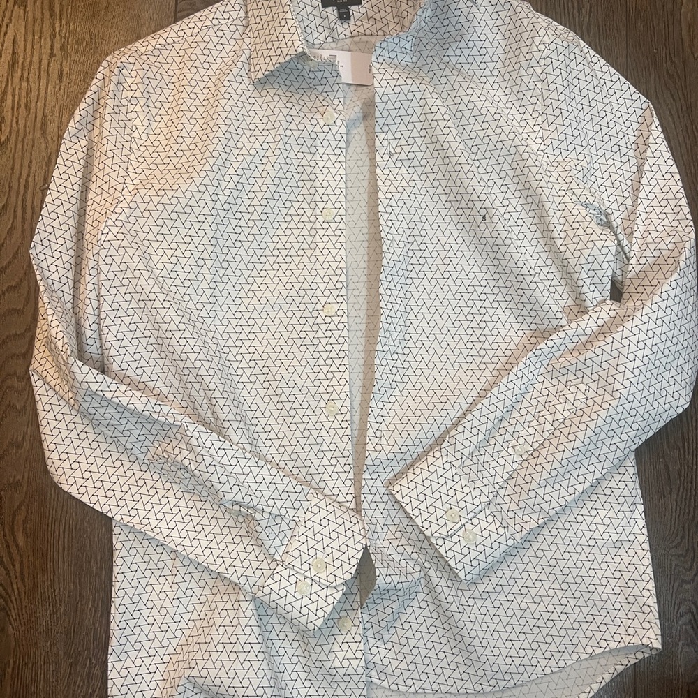 Express Men's White Patterned Shirt Brand New with Tags Slim Fit